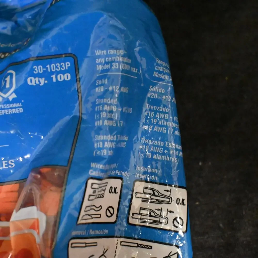 NEW in Bag Pack of 100 IDEAL In-Sure 3-Port Push-In Wire Connectors